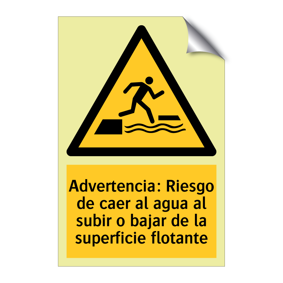 Advertencia: Riesgo de caer al agua al subir o bajar de la superficie flotante