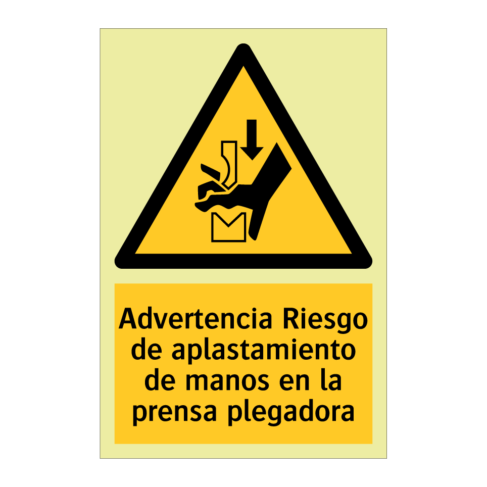 Advertencia Riesgo de aplastamiento de manos en la prensa plegadora