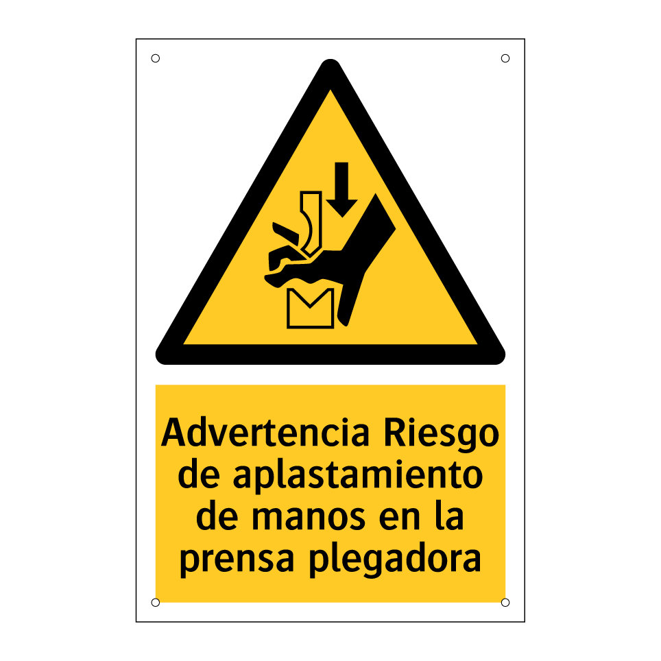 Advertencia Riesgo de aplastamiento de manos en la prensa plegadora