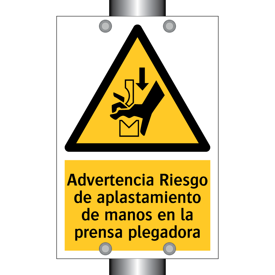 Advertencia Riesgo de aplastamiento de manos en la prensa plegadora