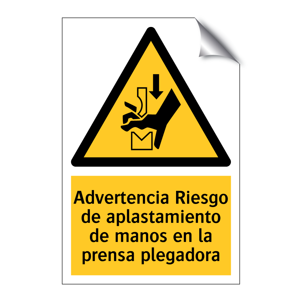 Advertencia Riesgo de aplastamiento de manos en la prensa plegadora
