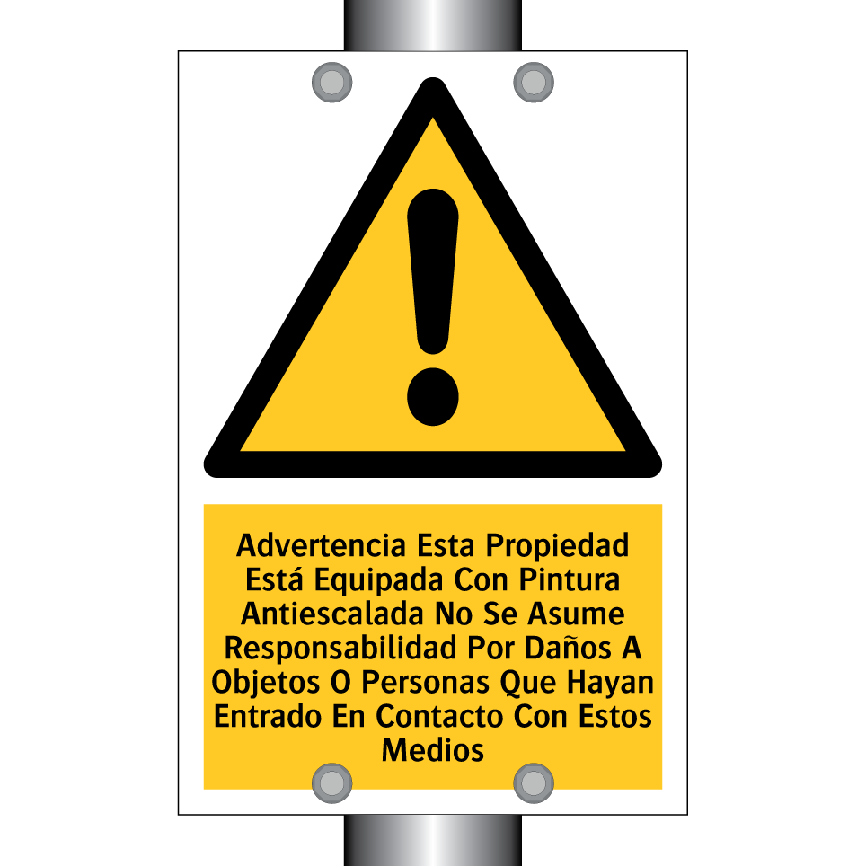 Advertencia Esta Propiedad Está Equipada Con Pintura Antiescalada No Se Asume Responsabilidad Por Daños A Objetos O Personas Que Hayan Entrado En Contacto Con Estos Medios