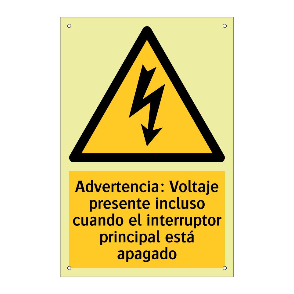 Advertencia: Voltaje presente incluso cuando el interruptor principal está apagado
