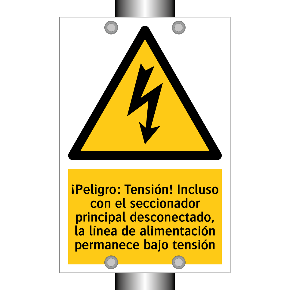 ¡Peligro: Tensión! Incluso con el seccionador principal desconectado, la línea de alimentación permanece bajo tensión