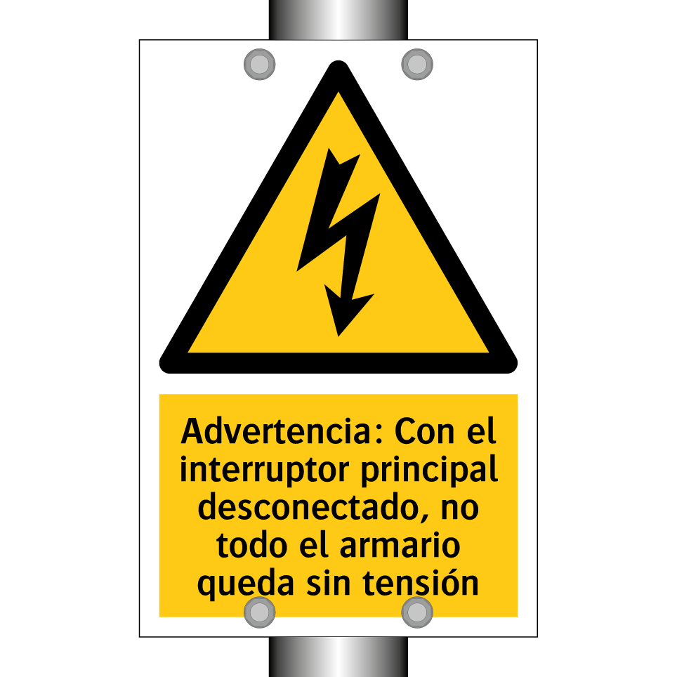 Advertencia: Con el interruptor principal desconectado, no todo el armario queda sin tensión