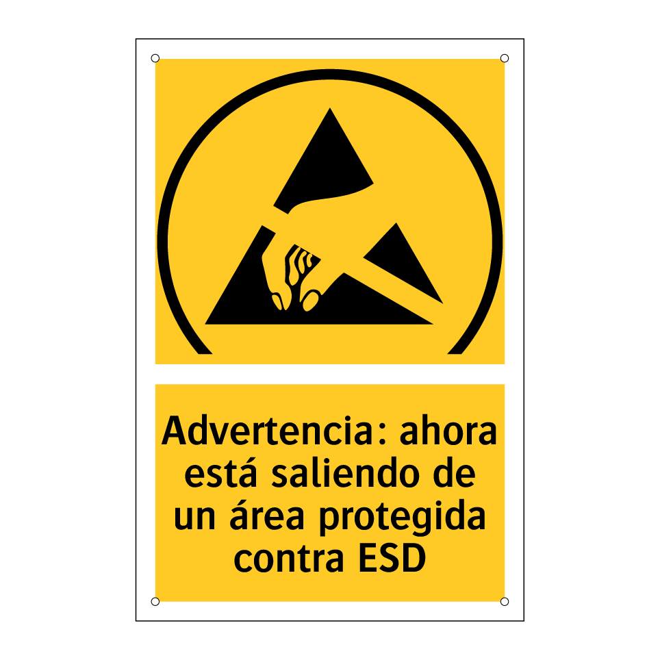 Advertencia: ahora está saliendo de un área protegida contra ESD