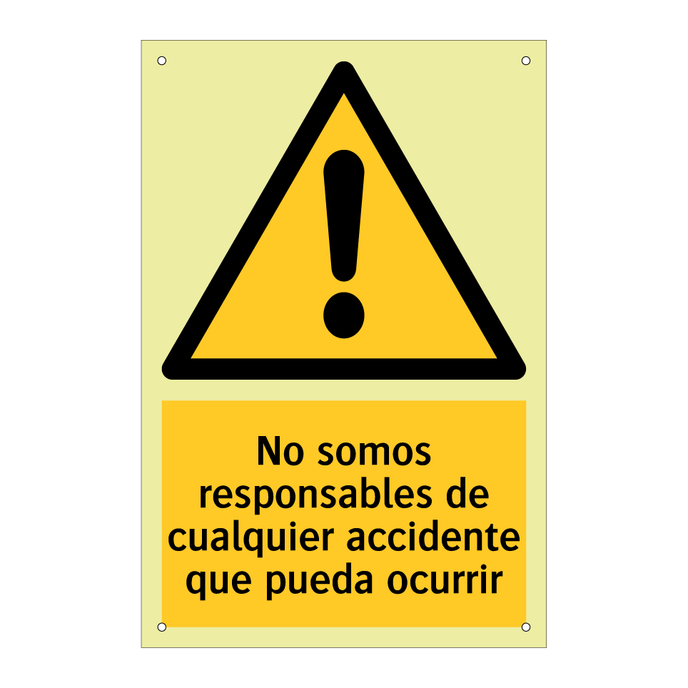 No somos responsables de cualquier accidente que pueda ocurrir