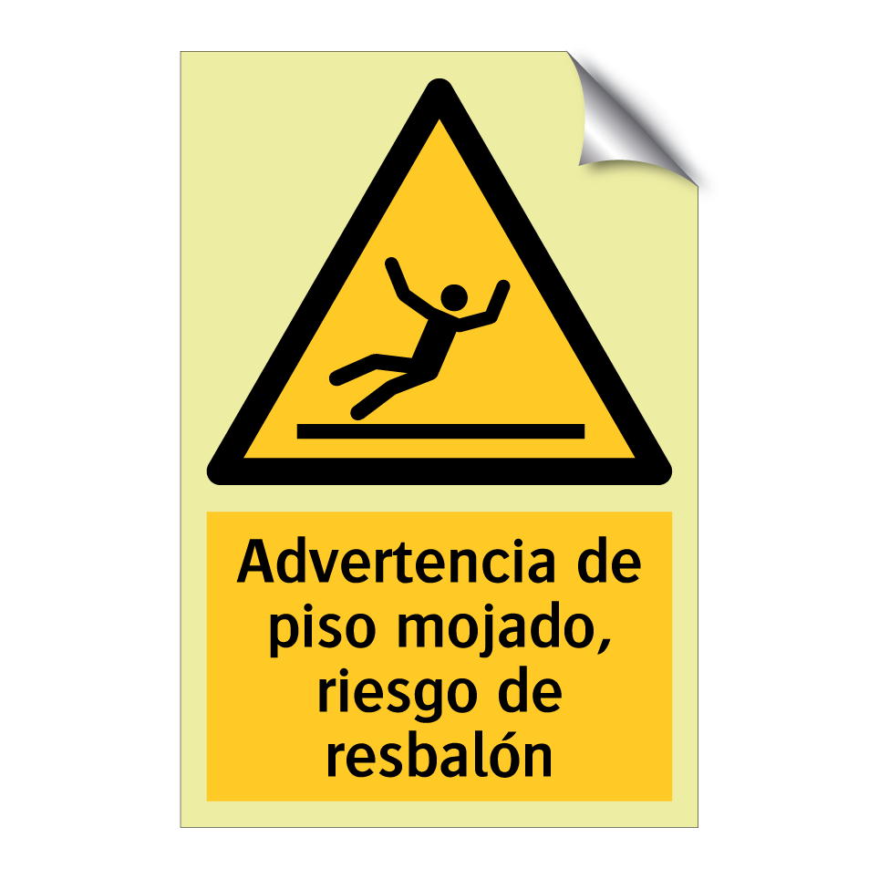 Advertencia de piso mojado, riesgo de resbalón
