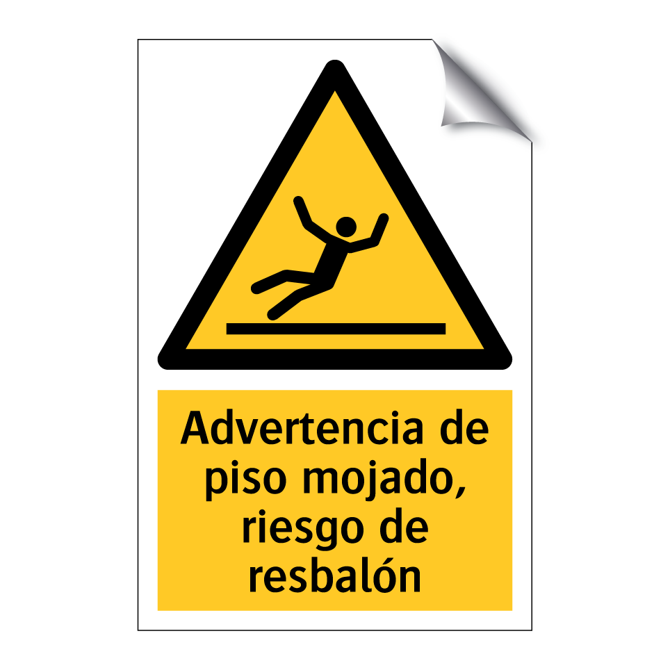 Advertencia de piso mojado, riesgo de resbalón