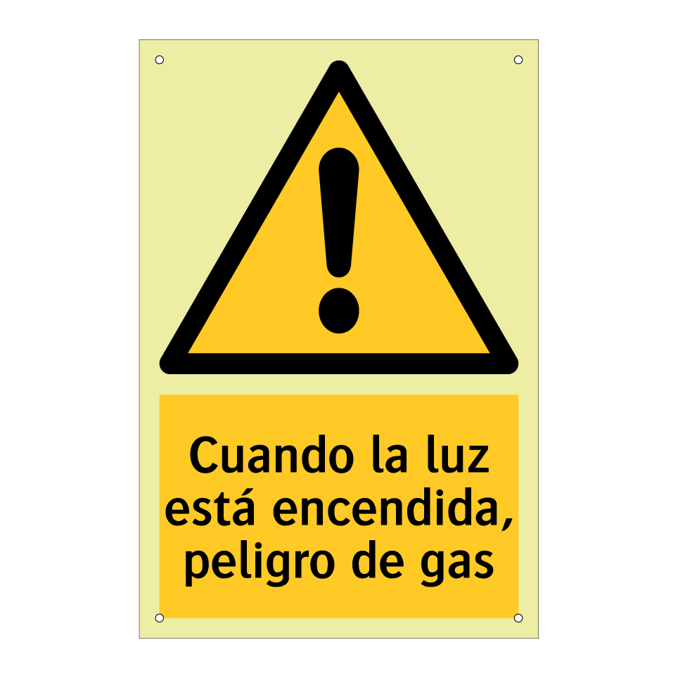 Cuando la luz está encendida, peligro de gas