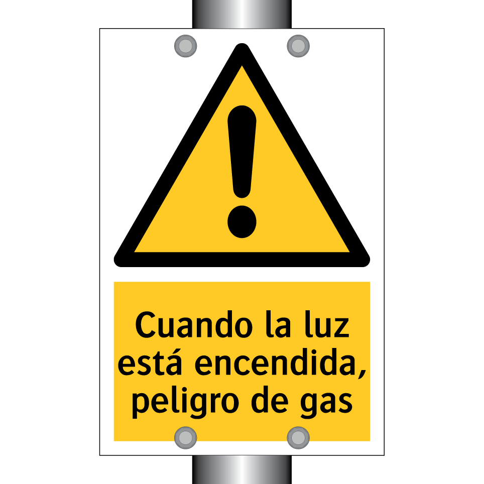 Cuando la luz está encendida, peligro de gas