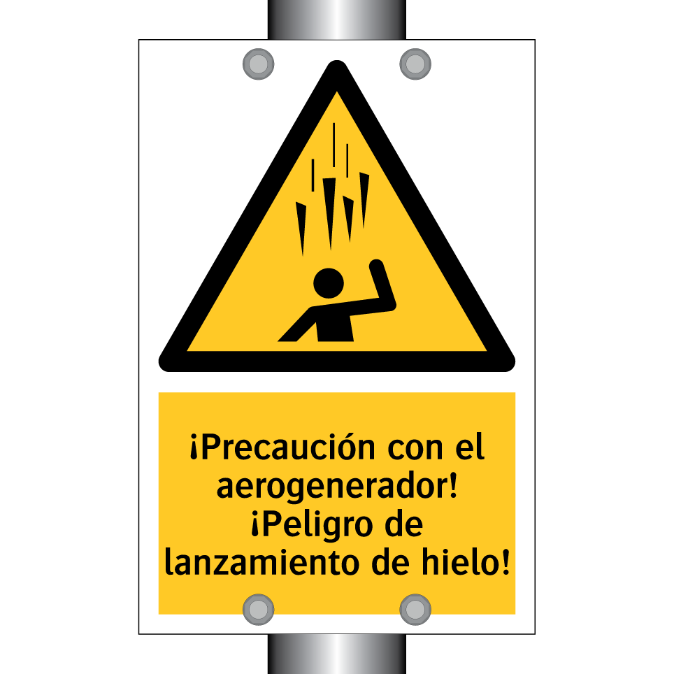 ¡Precaución con el aerogenerador! ¡Peligro de lanzamiento de hielo!