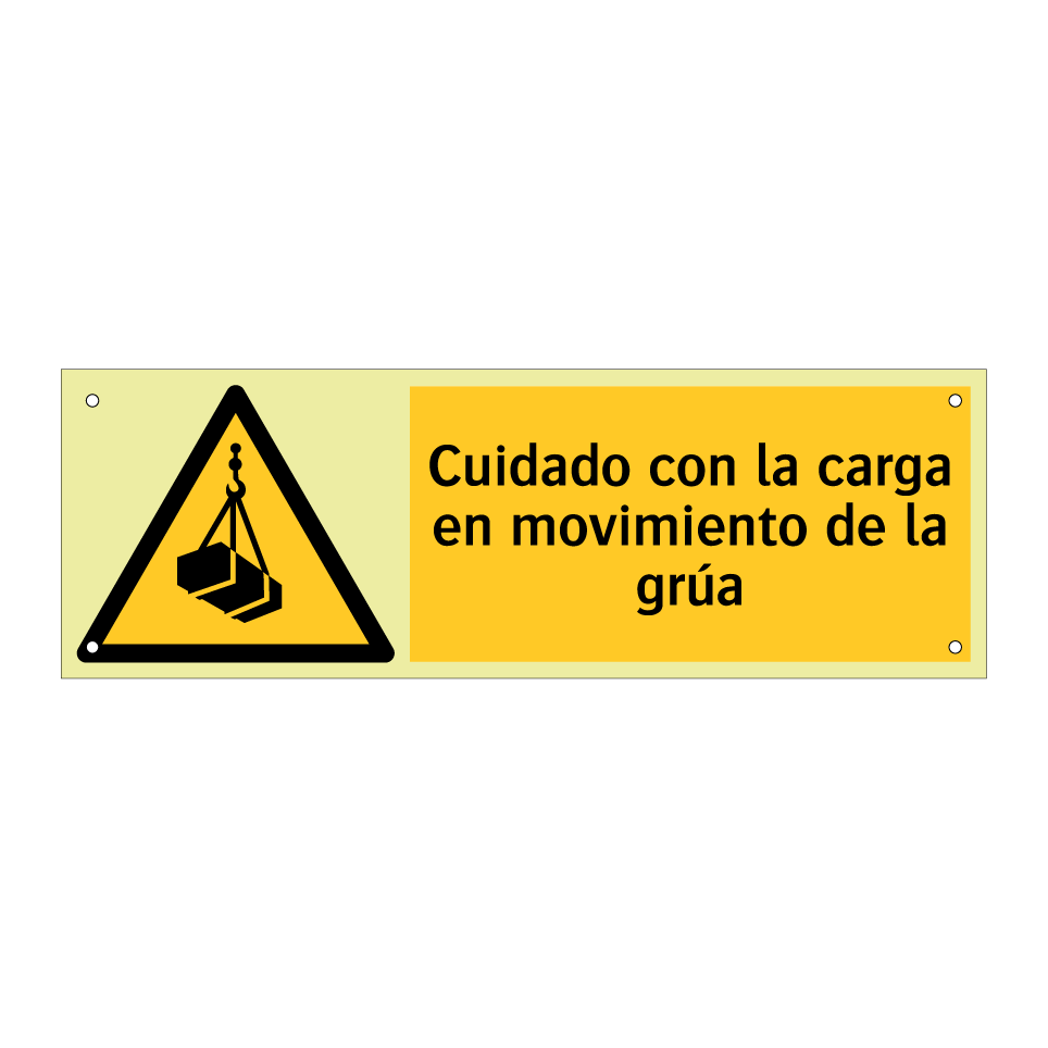 Cuidado con la carga en movimiento de la grúa