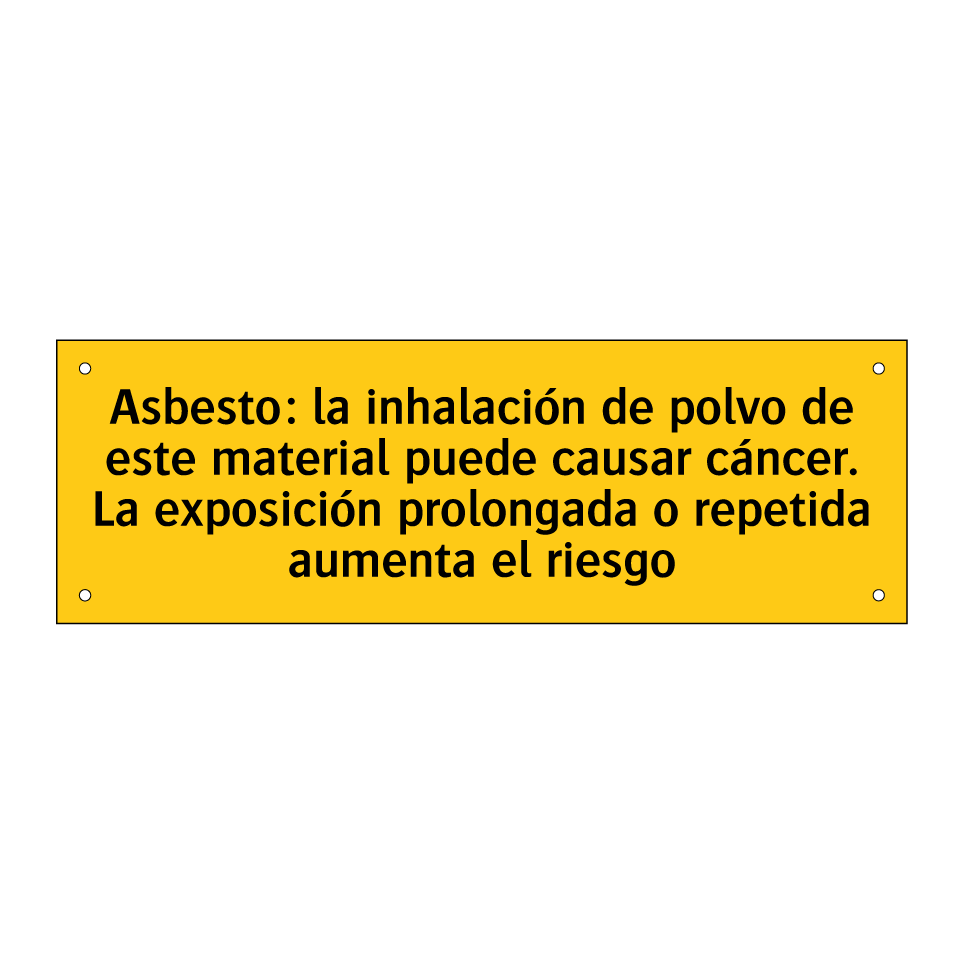 Asbesto: la inhalación de polvo de este material puede causar cáncer. La exposición prolongada o repetida aumenta el riesgo