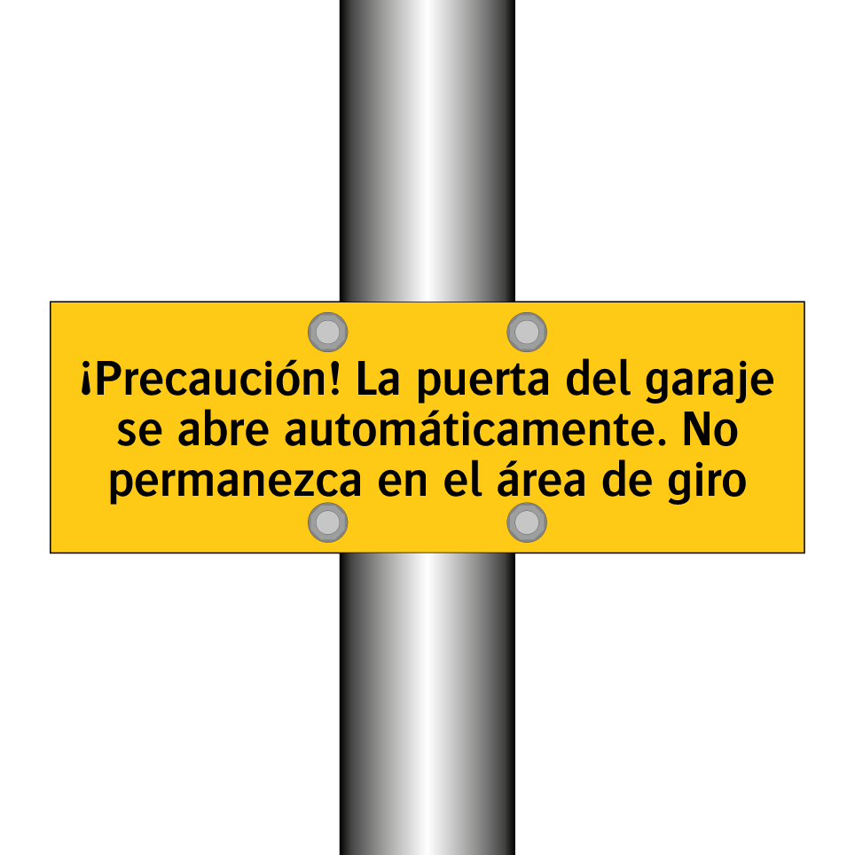 ¡Precaución! La puerta del garaje se abre automáticamente. No permanezca en el área de giro