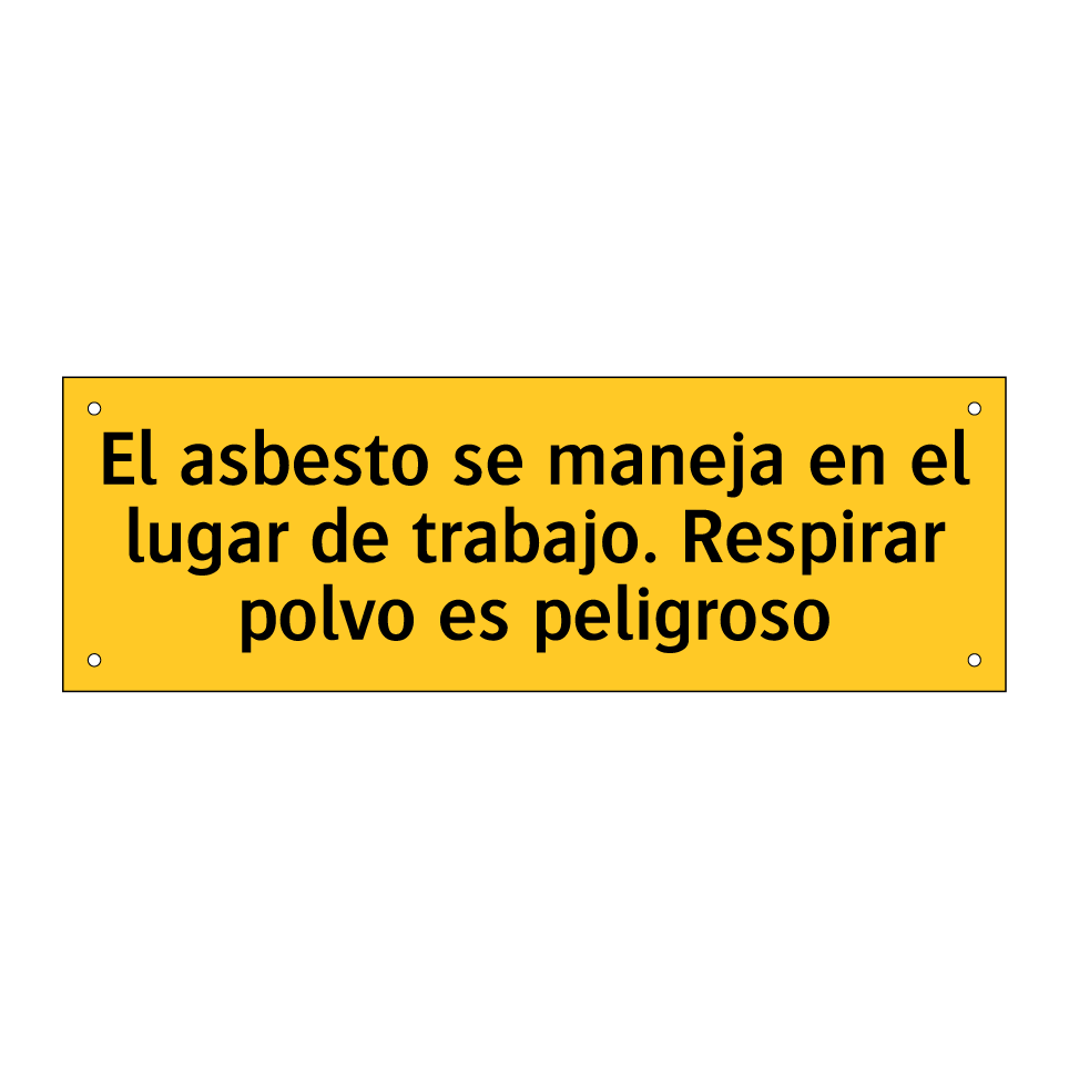 El asbesto se maneja en el lugar de trabajo. Respirar polvo es peligroso