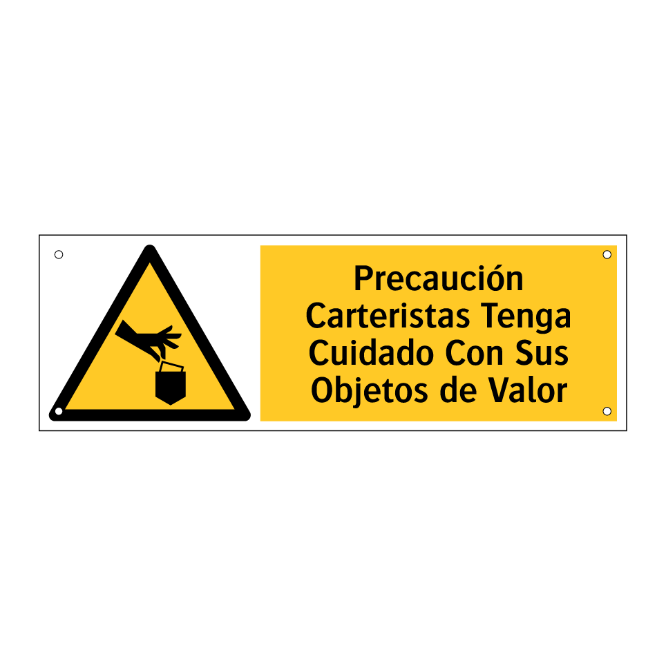 Precaución Carteristas Tenga Cuidado Con Sus Objetos de Valor