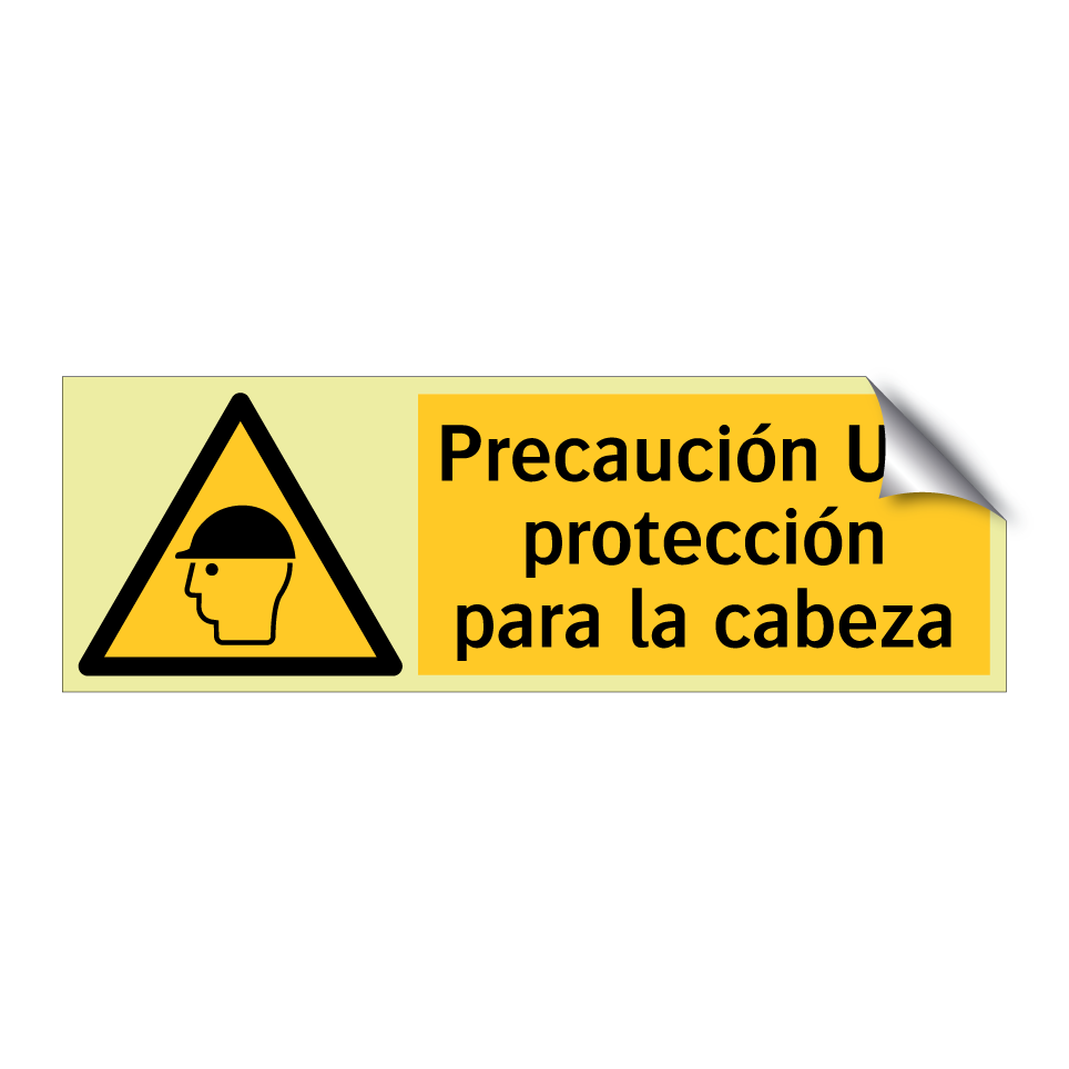 Precaución Use protección para la cabeza