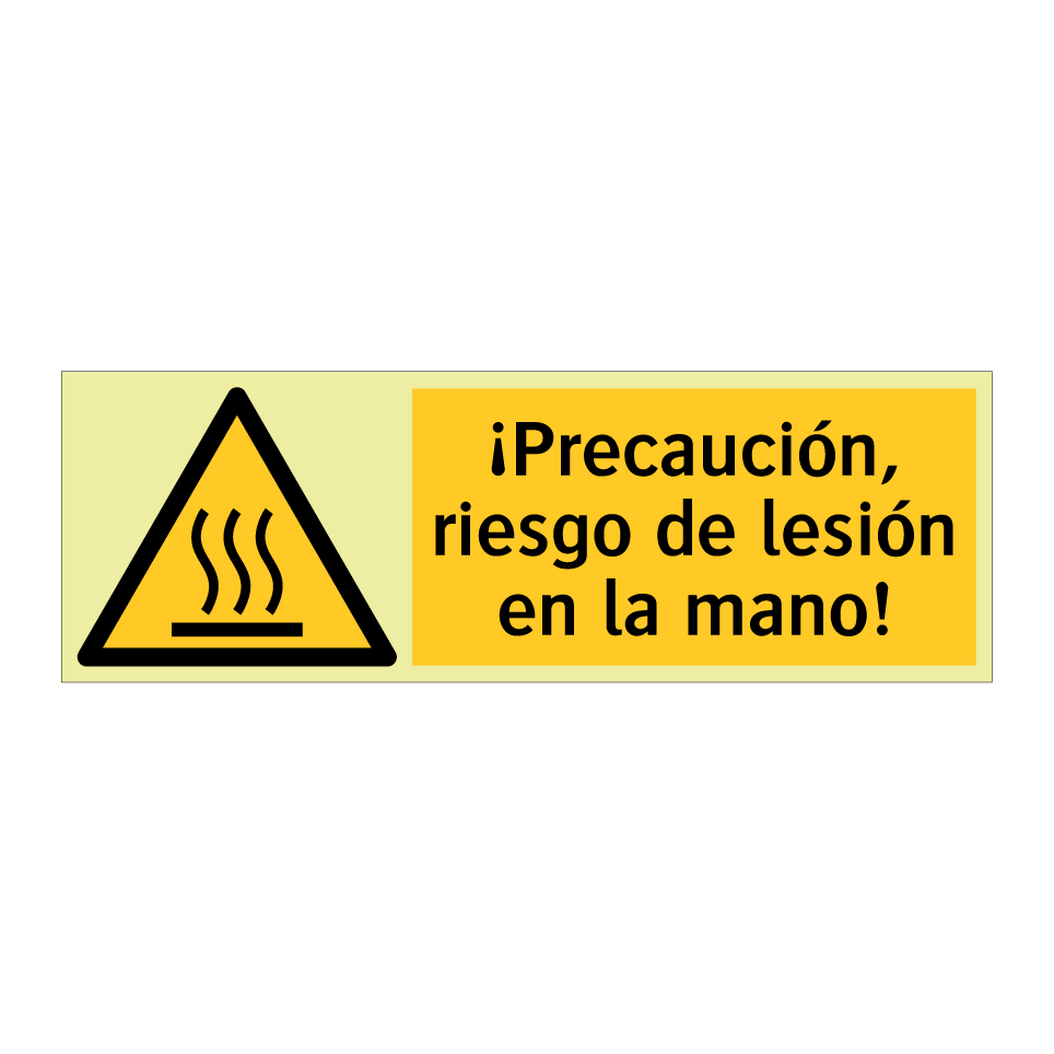 ¡Precaución, riesgo de lesión en la mano!