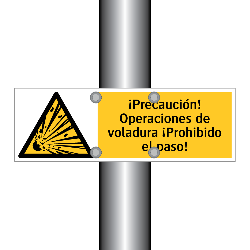 ¡Precaución! Operaciones de voladura ¡Prohibido el paso!
