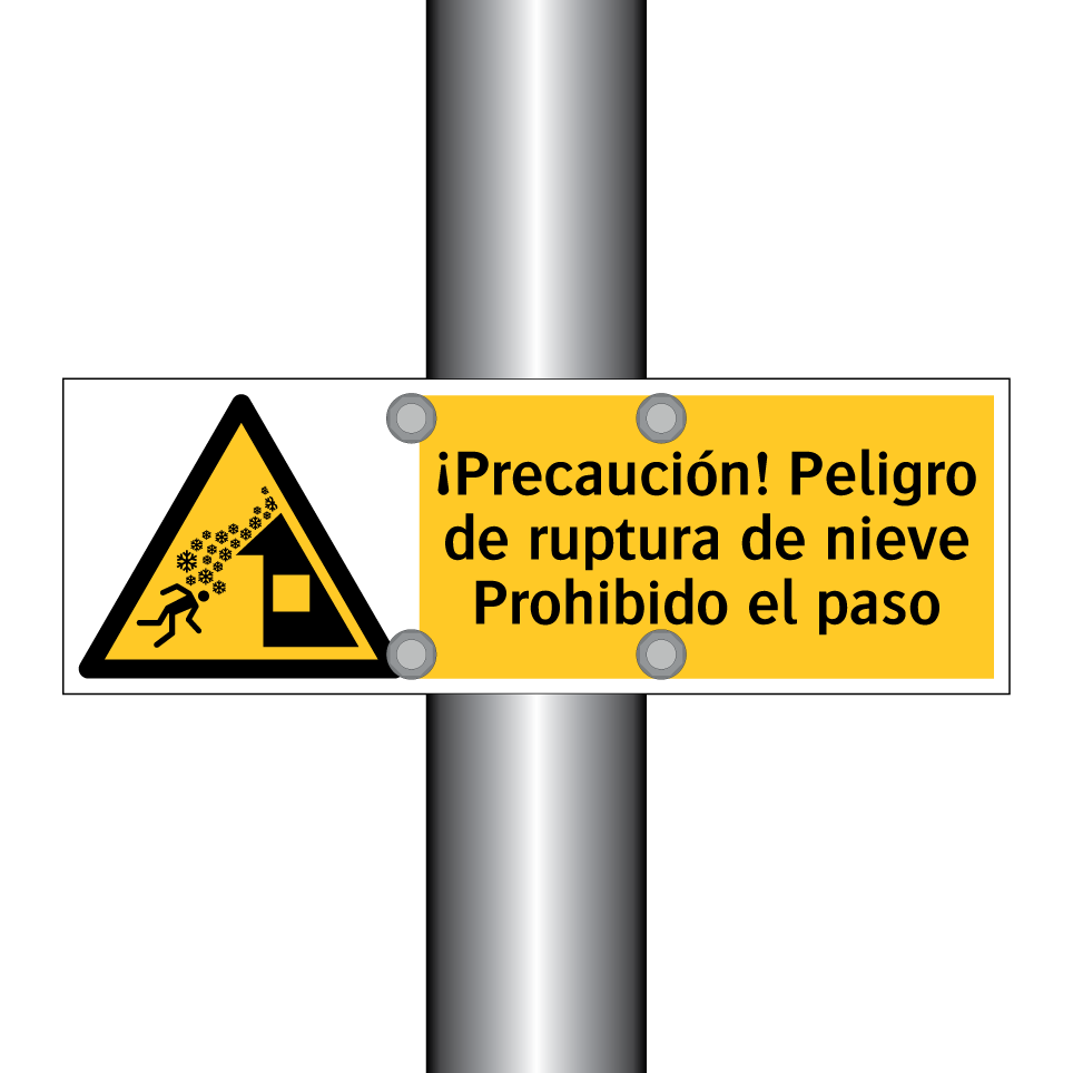 ¡Precaución! Peligro de ruptura de nieve Prohibido el paso