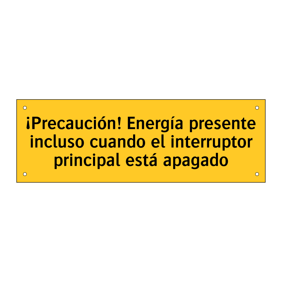 ¡Precaución! Energía presente incluso cuando el interruptor principal está apagado