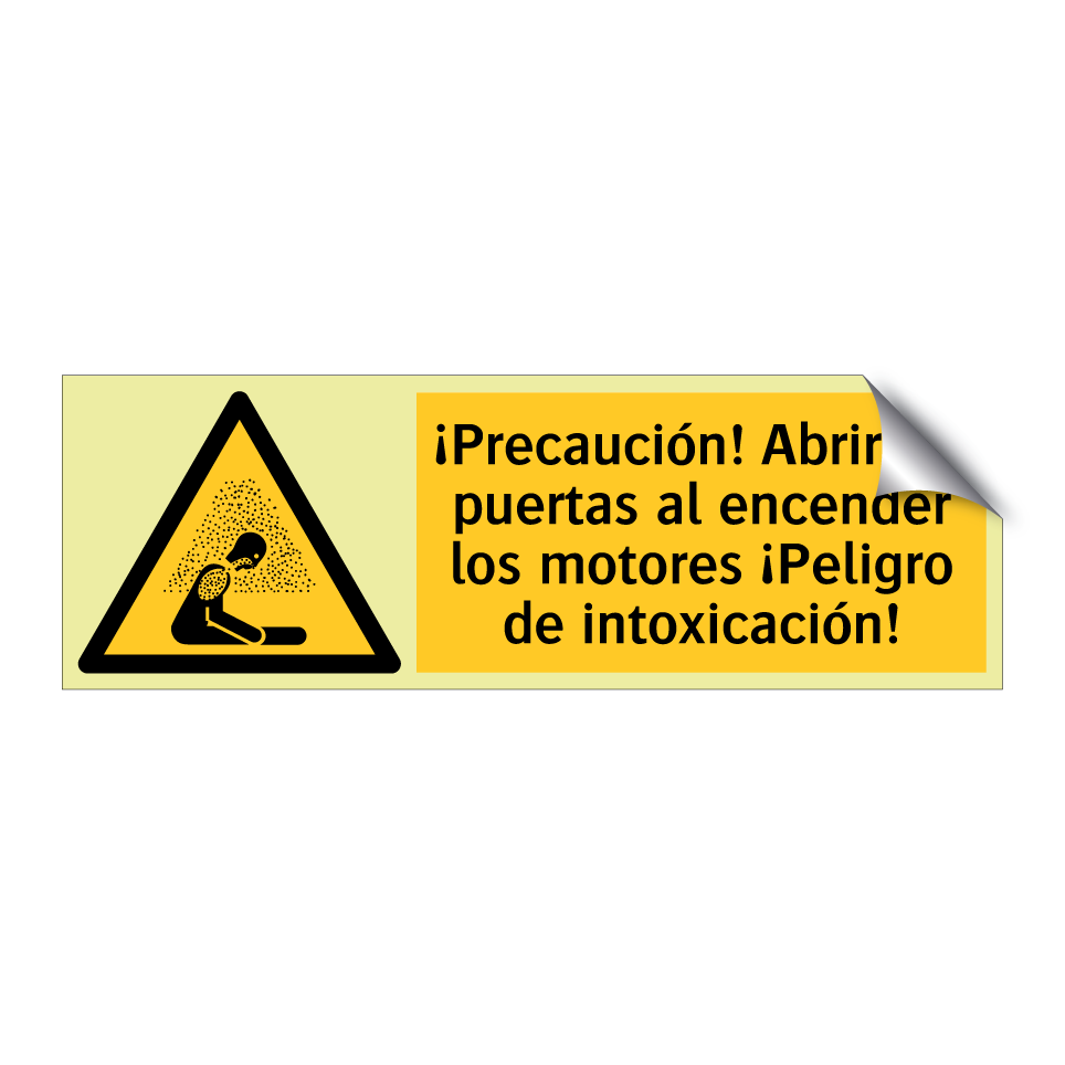 ¡Precaución! Abrir las puertas al encender los motores ¡Peligro de intoxicación!