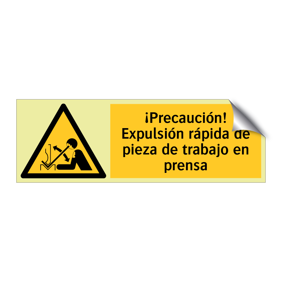 ¡Precaución! Expulsión rápida de pieza de trabajo en prensa