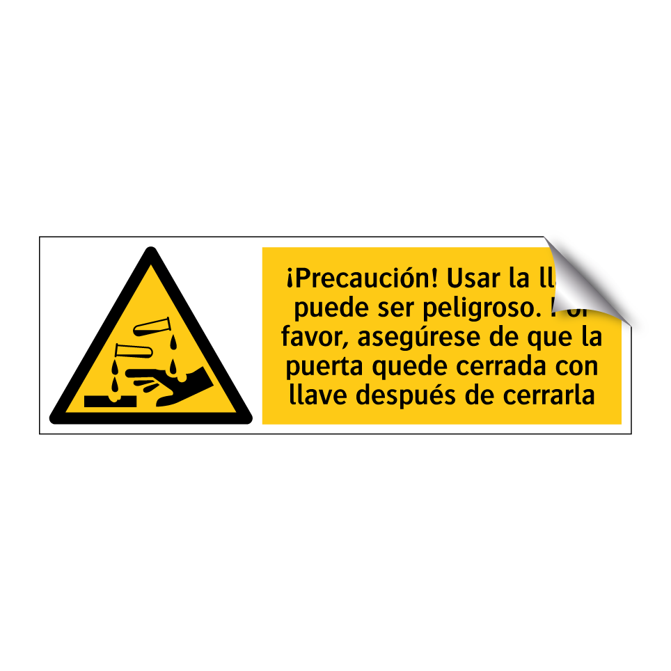 ¡Precaución! Usar la llave puede ser peligroso. Por favor, asegúrese de que la puerta quede cerrada con llave después de cerrarla