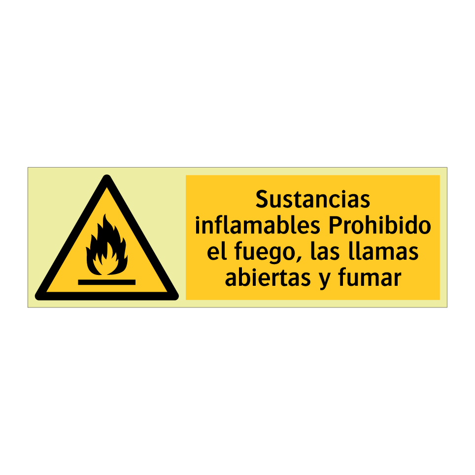 Sustancias inflamables Prohibido el fuego, las llamas abiertas y fumar