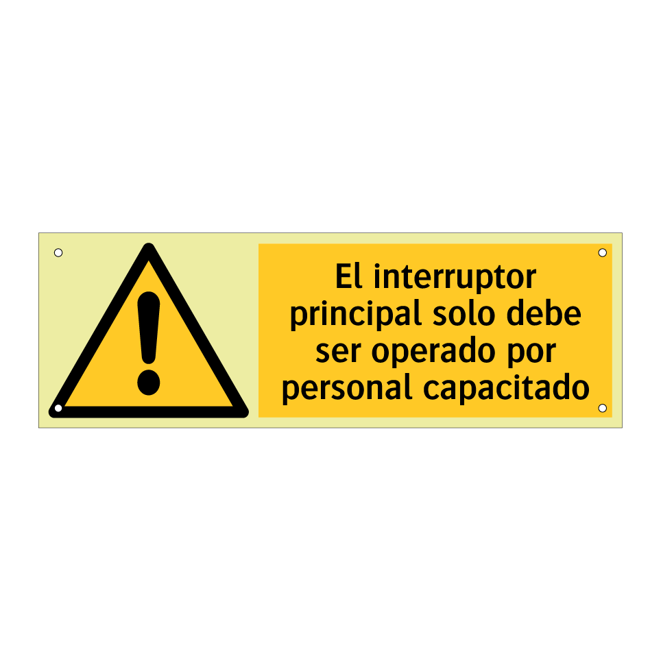 El interruptor principal solo debe ser operado por personal capacitado