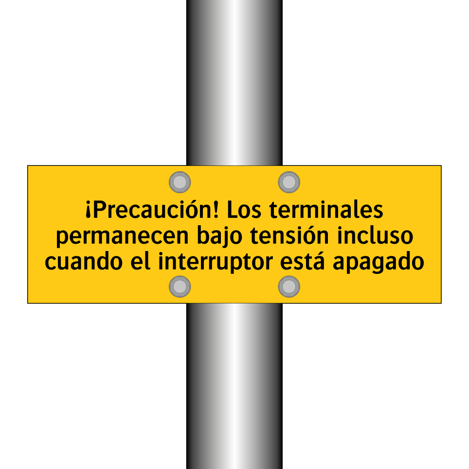 ¡Precaución! Los terminales permanecen bajo tensión incluso cuando el interruptor está apagado