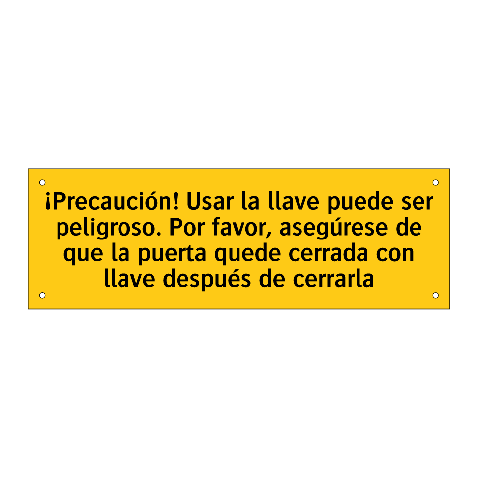 ¡Precaución! Usar la llave puede ser peligroso. Por favor, asegúrese de que la puerta quede cerrada con llave después de cerrarla