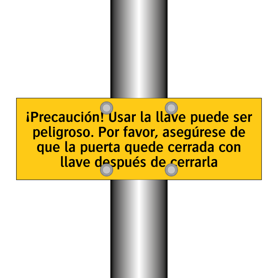 ¡Precaución! Usar la llave puede ser peligroso. Por favor, asegúrese de que la puerta quede cerrada con llave después de cerrarla