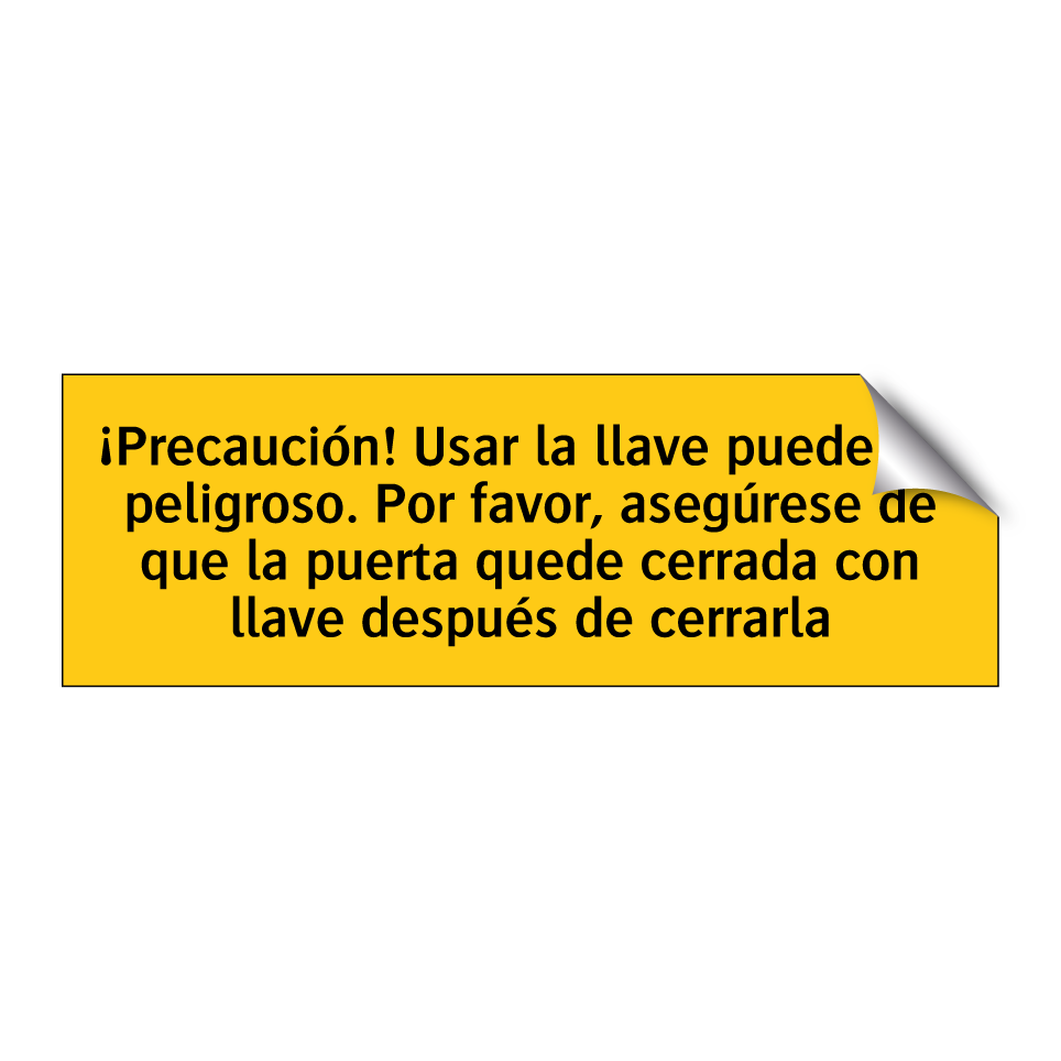 ¡Precaución! Usar la llave puede ser peligroso. Por favor, asegúrese de que la puerta quede cerrada con llave después de cerrarla