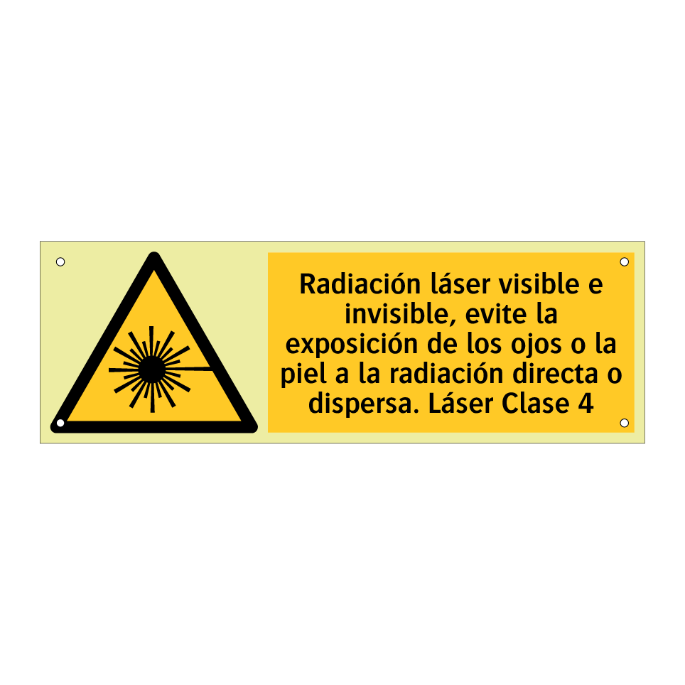 Radiación láser visible e invisible, evite la exposición de los ojos o la piel a la radiación directa o dispersa. Láser Clase 4
