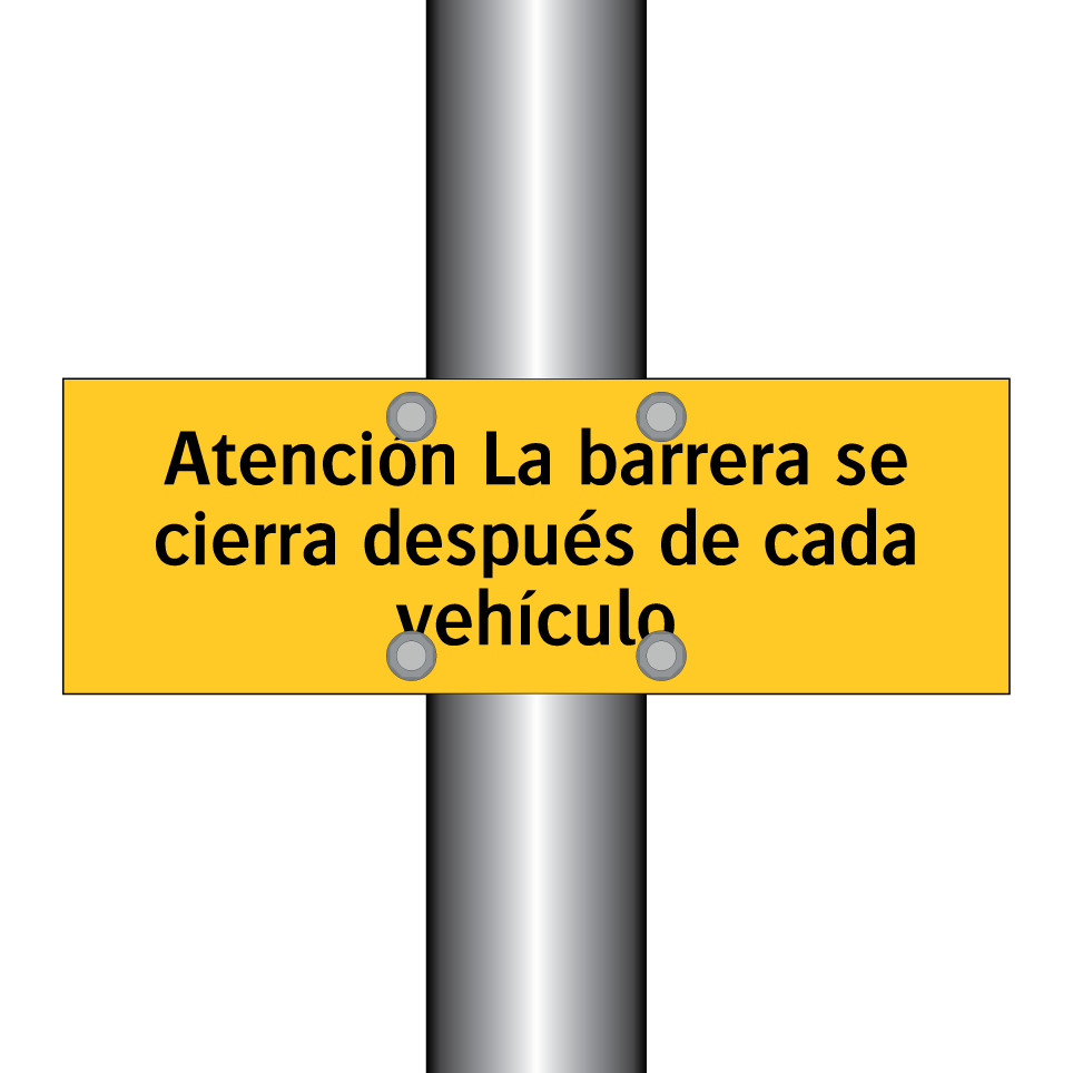 Atención La barrera se cierra después de cada vehículo