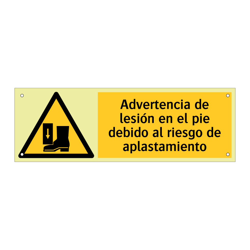 Advertencia de lesión en el pie debido al riesgo de aplastamiento
