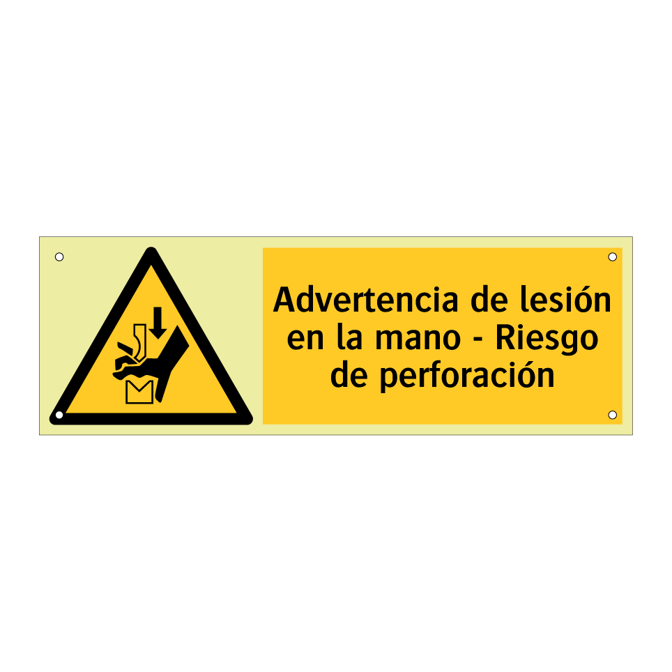 Advertencia de lesión en la mano - Riesgo de perforación