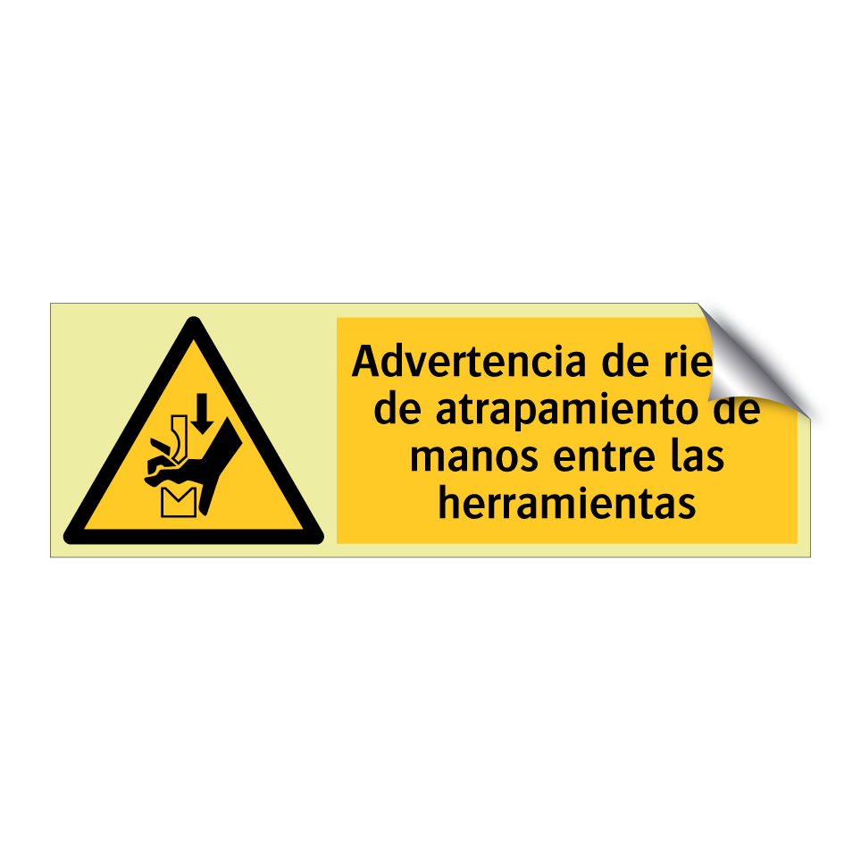 Advertencia de riesgo de atrapamiento de manos entre las herramientas