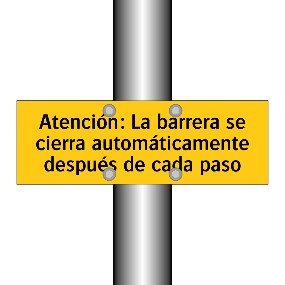 Atención: La barrera se cierra automáticamente después de cada paso