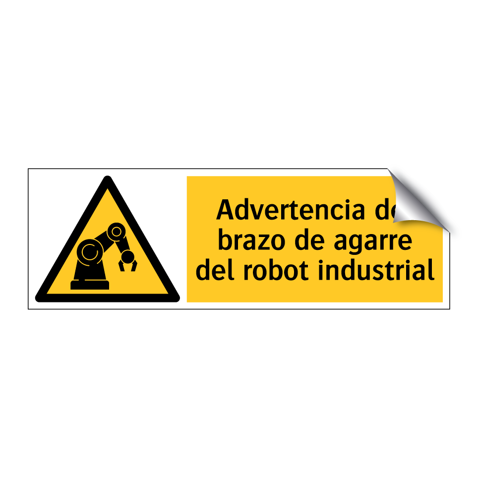 Advertencia del brazo de agarre del robot industrial