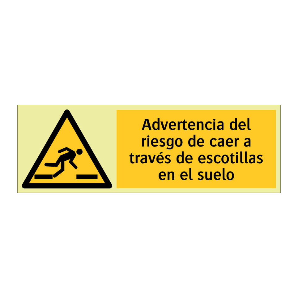 Advertencia del riesgo de caer a través de escotillas en el suelo