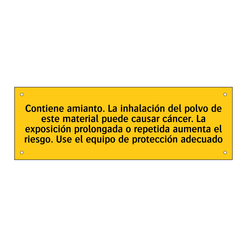 Contiene amianto. La inhalación del polvo de este material puede causar cáncer. La exposición prolongada o repetida aumenta el riesgo. Use el equipo de protección adecuado
