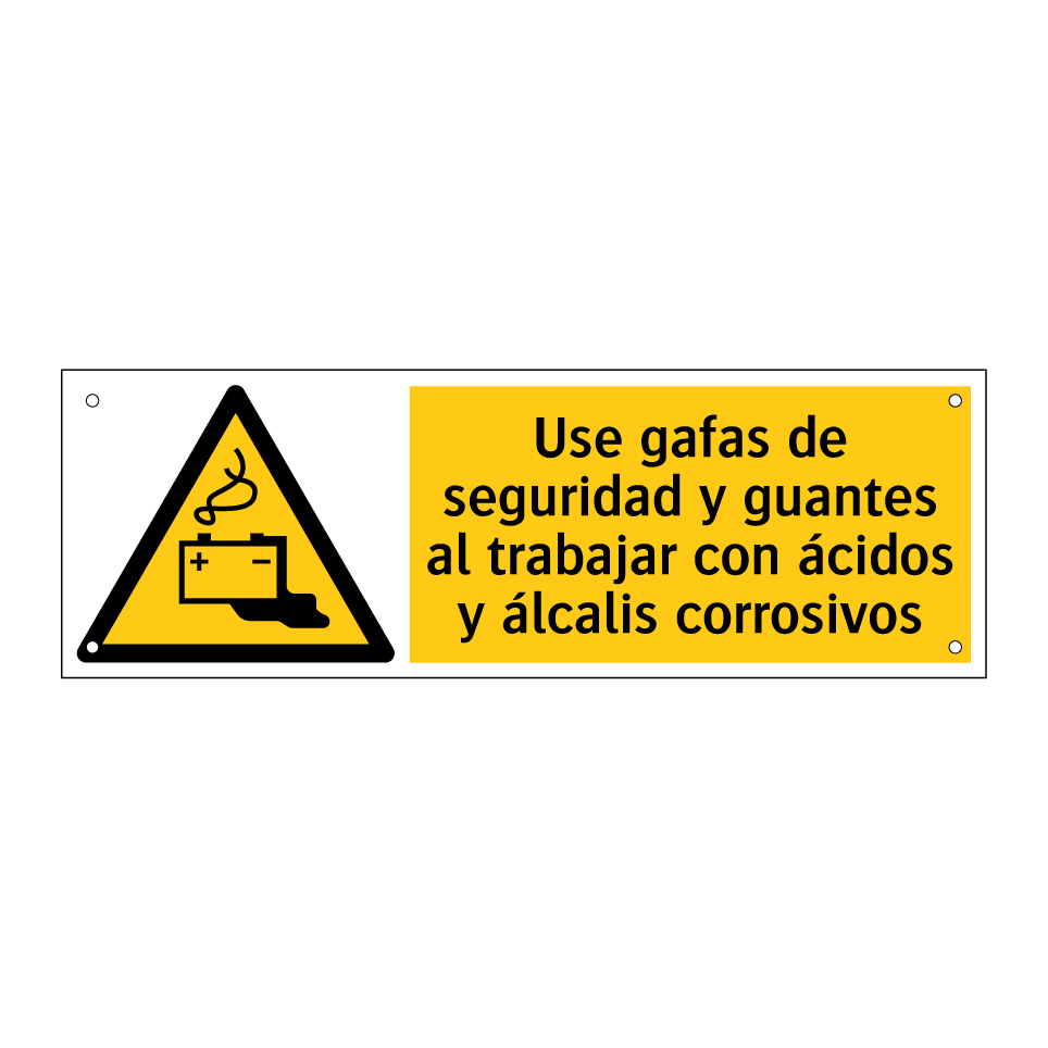 Use gafas de seguridad y guantes al trabajar con ácidos y álcalis corrosivos