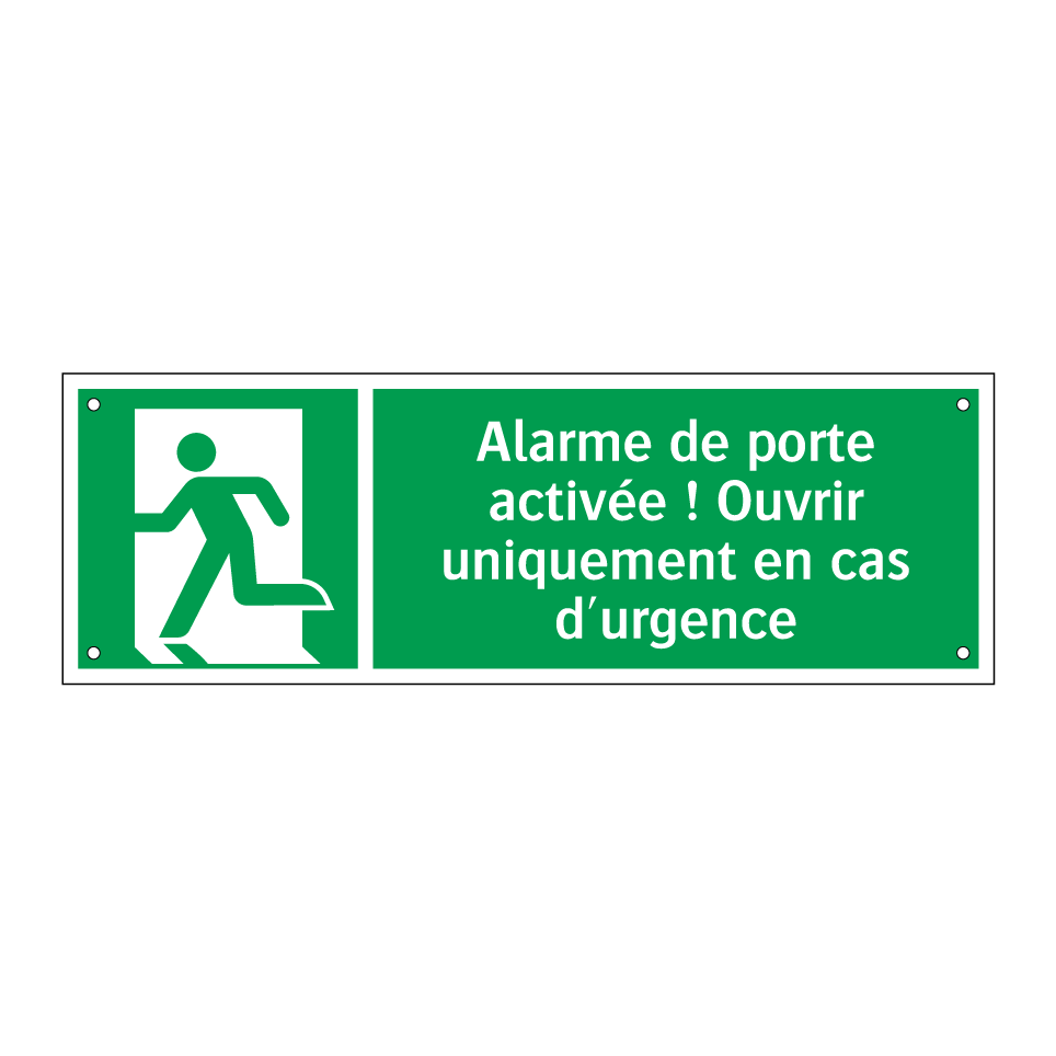 Alarme de porte activée ! Ouvrir uniquement en cas d'urgence