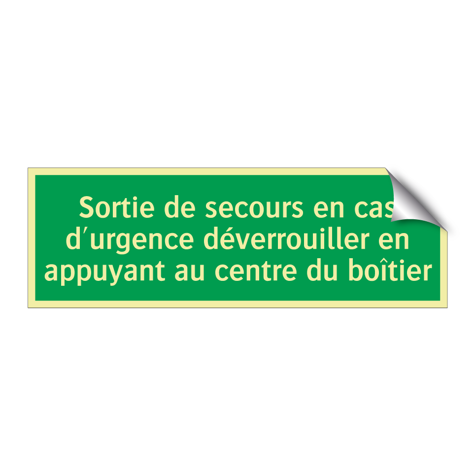 Sortie de secours en cas d'urgence déverrouiller en appuyant au centre du boîtier