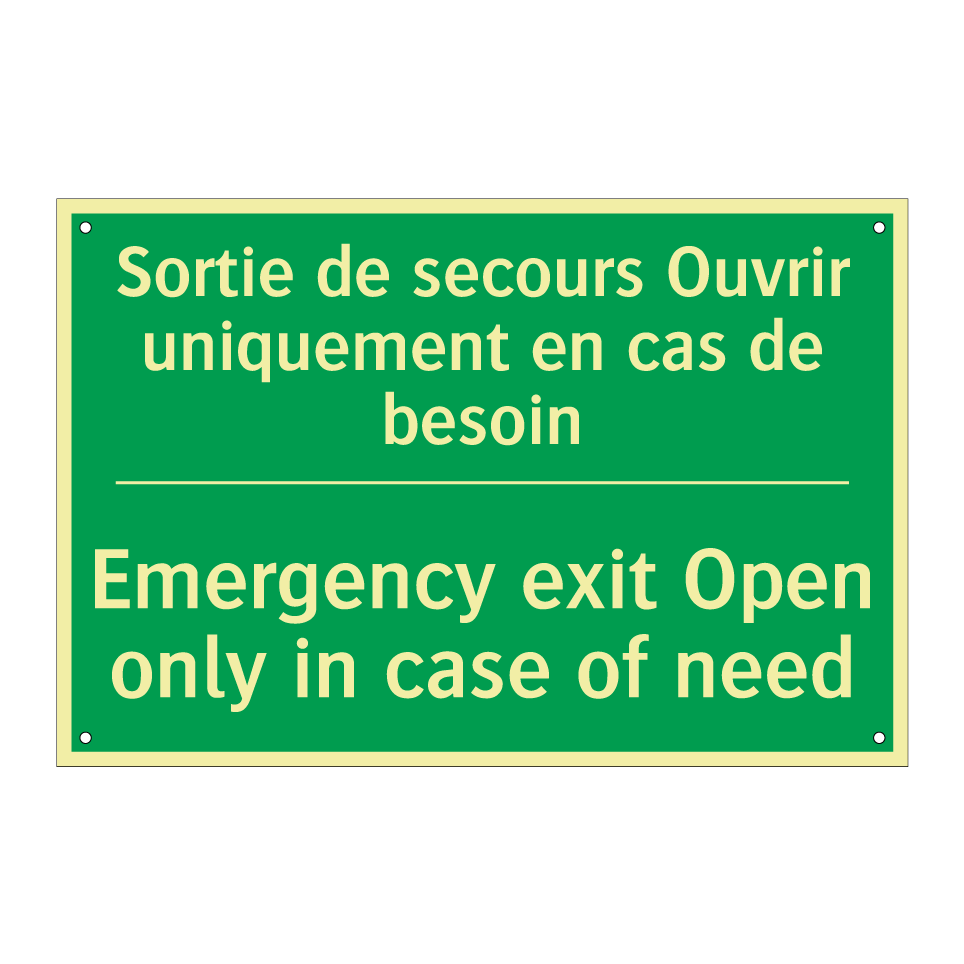 Sortie de secours Ouvrir uniquement /.../ - Emergency exit Open only in case /.../