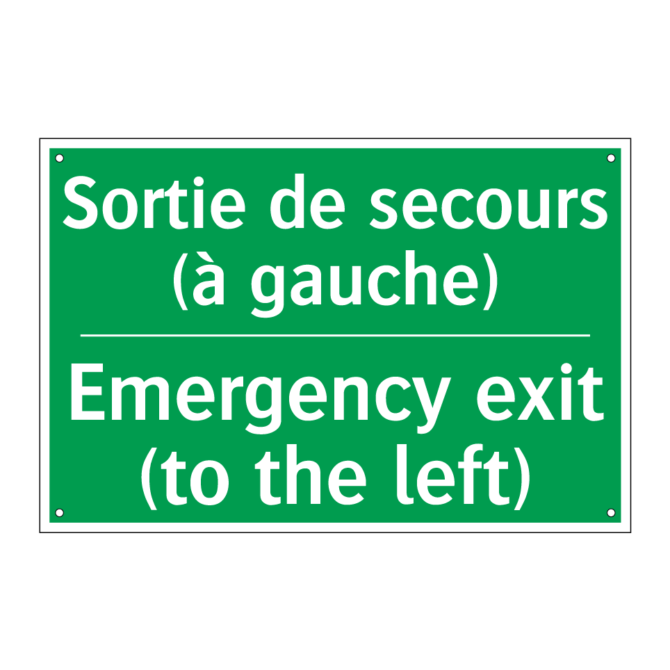 Sortie de secours (à gauche) - Emergency exit (to the left)