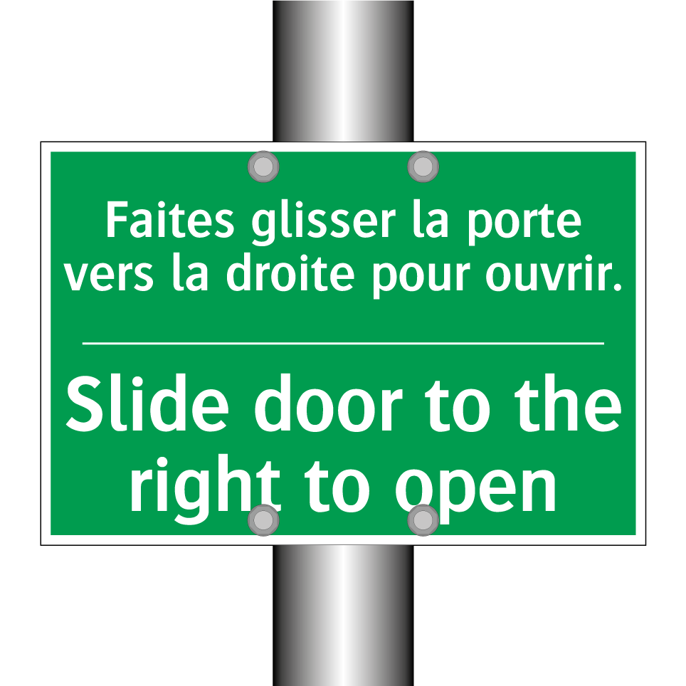 Faites glisser la porte vers la /.../ - Slide door to the right to open /.../